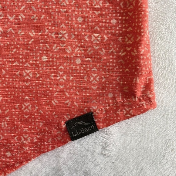 L.L. Bean Streamside Tee, Three-Quarter-Sleeve Splitneck, Coral/Orange Petite XS - Picture 9 of 10